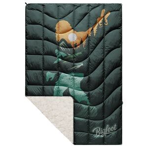 Bigfoot Peace Puffy Blanket Green Mountain Sunrise Scene Camping Sasquatch 50X60